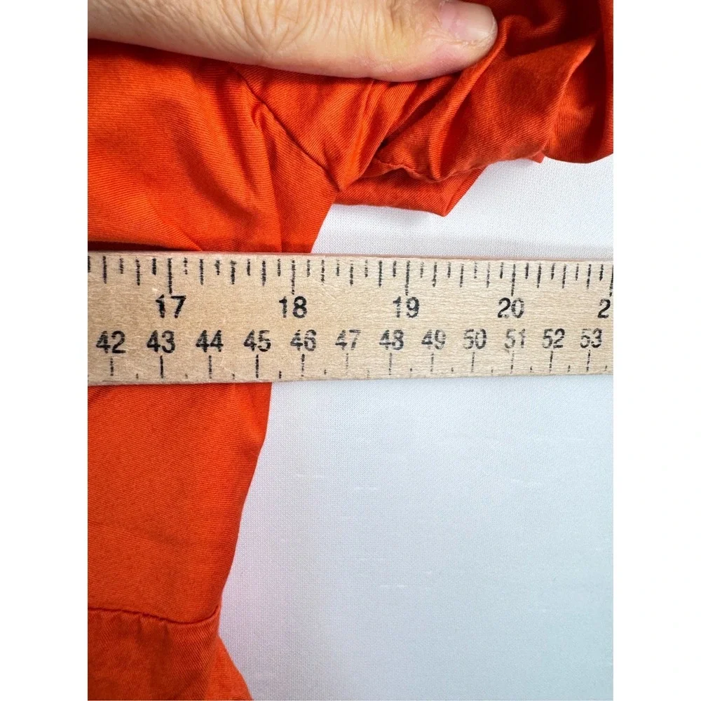 Old Navy Puff‎ Sleeve Blouse sz L Orange Smocked Back poplin preppy regency
